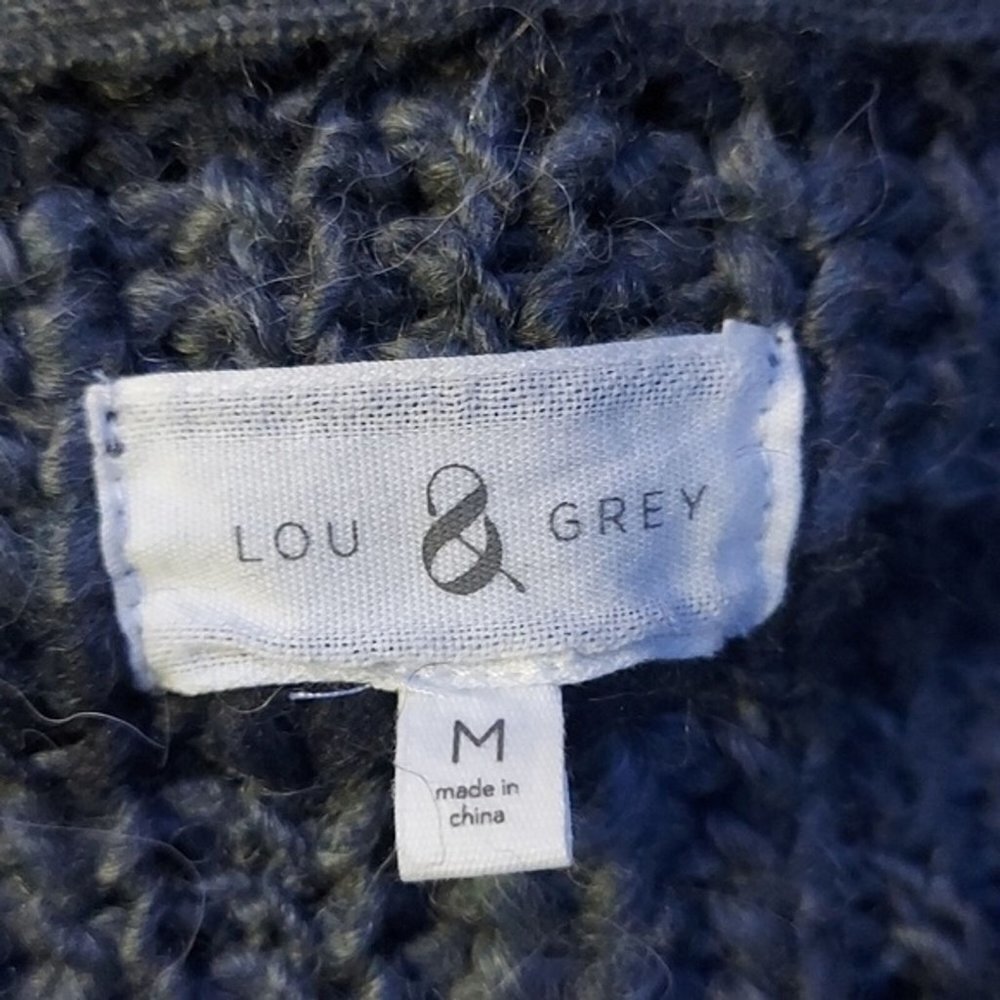 LOU & Grey Womens Gray knit wool alpaca open front cardigan Sz M - Picture 6 of 9